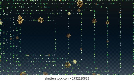 Weihnachtsvektorhintergrund mit Fallenden Schneeflocken und Sternen. Einzeln auf Transparent. Glitter Schnee Twinkly Muster. Glitter Overlay Print. Winterparty. Design für Party-Einladung.