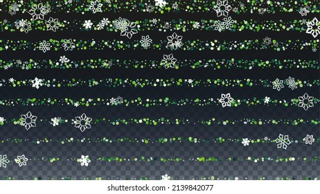 Christmas  Vector Background with Falling Glitter Snowflakes and Stars. Isolated on Transparent. Magic Snow Confetti Pattern. Glitter Overlay Print. Winter Sky. Design for Sale.