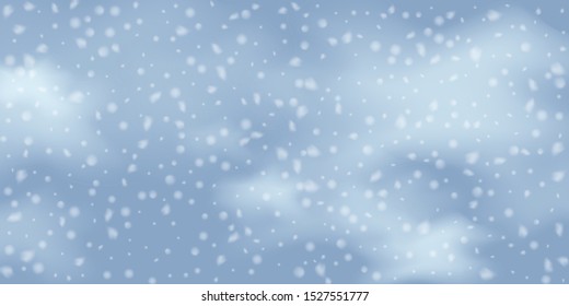 Christmas vector background. Falling Christmas Shining white transparent beautiful snow. Winter xmas decoration illustration. Snowflakes, snowfall.