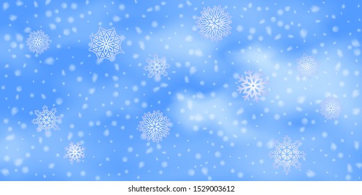 Christmas vector background. Falling Christmas Shining white transparent beautiful snow. Winter xmas decoration illustration. Snowflakes, snowfall.