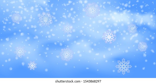 Christmas vector background. Falling Christmas Shining white transparent beautiful snow. Winter decoration element. Snowflakes, snowfall.