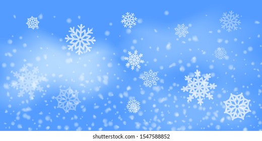 Christmas vector background. Falling Christmas Shining white transparent beautiful snow. Happy new year decoration. Snowflakes, snowfall.