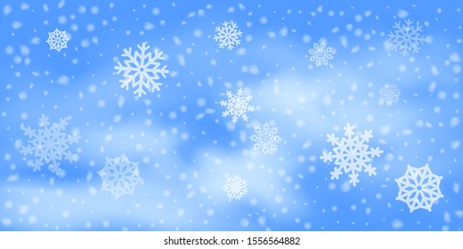 Christmas vector background. Falling Christmas Shining white transparent beautiful snow. Winter decoration element. Snowflakes, snowfall.