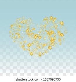 Christmas Vector Background with Falling Snowflakes  Isolated on Transparent Background. Realistic Design for Party Invitation, Banner, Sale, Poster. Realistic Snow. Happy Christmas, New Year