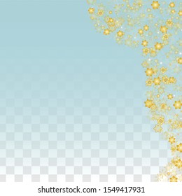 Christmas Vector Background with Falling Snowflakes  Isolated on Transparent Background. Magic Snow Sparkle Pattern. Snowfall Overlay Print. Winter Sky. Realistic Snow. Happy Christmas, New Year.
