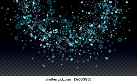 Christmas Vector Background with Falling Snowflakes  Isolated on Transparent Background. Luxury Design for Party Invitation, Banner, Sale, Poster. Realistic Snow. Happy Christmas, New Year.