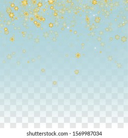 Christmas Vector Background with Falling Snowflakes  Isolated on Transparent Background. Fantasy Design for Party Invitation, Banner, Sale, Poster. Realistic Snow. Happy Christmas, New Year.