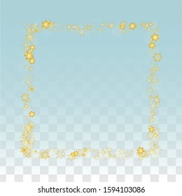 Christmas Vector Background with Falling Snowflakes  Isolated on Transparent Background. Festival Design for Party Invitation, Banner, Sale, Poster. Realistic Snow. Happy Christmas, New Year