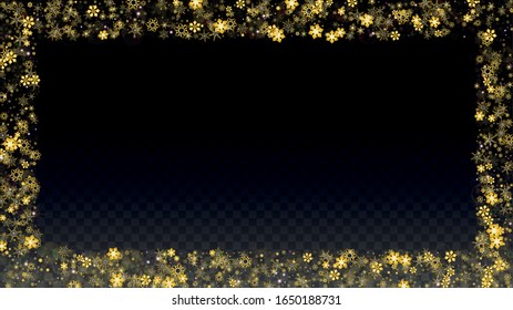 Christmas Vector Background with Falling Snowflakes  Isolated on Transparent Background. Luxury Design for Party Invitation, Banner, Sale, Poster. Realistic Snow. Happy Christmas, New Year