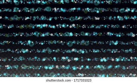 Christmas Vector Background with Falling Snowflakes  Isolated on Transparent Background. Realistic Design for Party Invitation, Banner, Sale, Poster. Realistic Snow. Happy Christmas, New Year