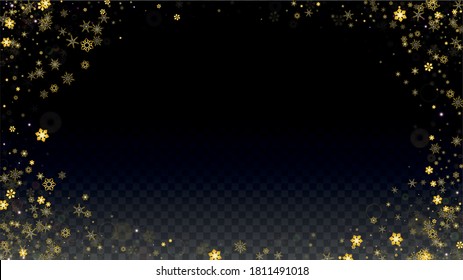 Christmas Vector Background with Falling Snowflakes  Isolated on Transparent Background. Fantasy Design for Party Invitation, Banner, Sale, Poster. Realistic Snow. Happy Christmas, New Year.