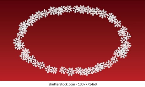 Christmas  Vector Background with Falling Snowflakes. Isolated on Red Background.  Realistic Design for Party Invitation, Banner, Sale, Poster. Papercut Snowflakes.