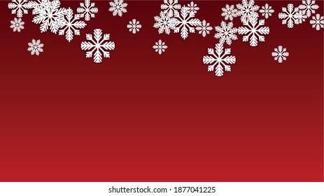 Christmas  Vector Background with Falling Snowflakes. Isolated on Red Background.  Elegance Design for Party Invitation, Banner, Sale, Poster. Papercut Snowflakes.