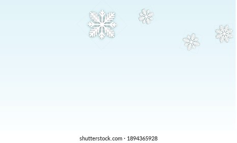 Christmas  Vector Background with Falling Snowflakes. Isolated on White Blue Background.  Miracle Design for Party Invitation, Banner, Sale, Poster. Papercut Snowflakes.