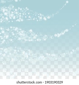 Fondo vectorial de Navidad con copos de nieve en caída aislados en fondo transparente. Patrón de espuma de nieve del Festival. Impresión superpuesta de nieve. Cielo invernal. Nieve realista. Feliz Navidad, Año Nuevo.