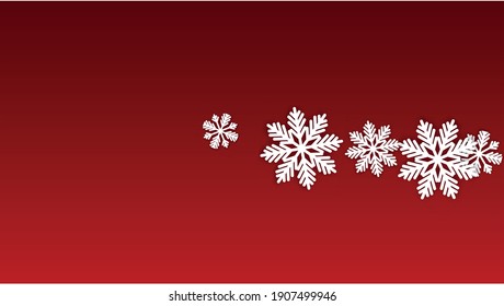 Christmas  Vector Background with Falling Snowflakes. Isolated on Red Background.  Magic Snow Sparkle Pattern. Snowfall Overlay Print. Winter Sky. Papercut Snowflakes.