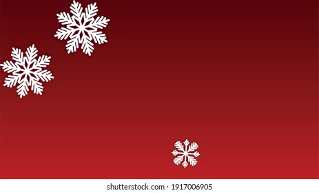 Fondo vectorial de Navidad con copos de nieve en caída. Aislado en el fondo rojo.  Patrón elegante de espuma de nieve. Impresión superpuesta de nieve. Cielo invernal. Copos de nieve recortados por papel.