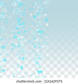 Fondo vectorial de Navidad con copos de nieve en caída aislados en fondo transparente. Patrón de nieve de lujo. Impresión superpuesta de nieve. Cielo invernal. Nieve realista. Feliz Navidad, Año Nuevo