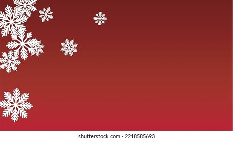 Fondo vectorial de Navidad con copos de nieve en caída. Aislado en el fondo rojo.  Patrón De Espuma De Nieve Realista. Impresión superpuesta de nieve. Cielo invernal. Copos de nieve recortados por papel.