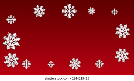 Weihnachtsvektorhintergrund mit Fallenden Schneeflocken. Einzeln auf rotem Hintergrund.  Elegantes Design für Party-Einladung, Banner, Verkauf, Poster. Papercut Schneeflocken.