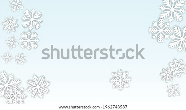 Christmas  Vector\
Background with Falling Snowflakes. Isolated on White Blue\
Background.  Glitter Snow Sparkle Pattern. Snowfall Overlay Print.\
Winter Sky. Papercut\
Snowflakes.