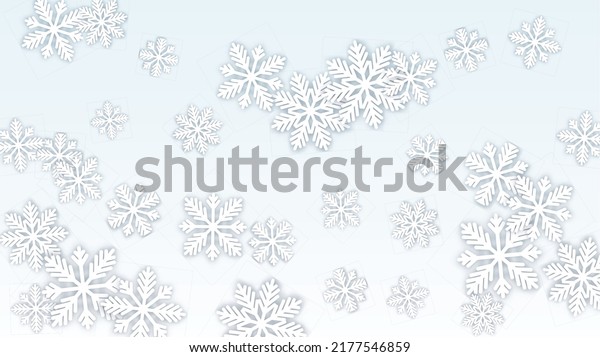 Christmas  Vector
Background with Falling Snowflakes. Isolated on White Blue
Background.  Realistic Snow Sparkle Pattern. Snowfall Overlay
Print. Winter Sky. Papercut
Snowflakes.