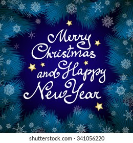 Christmas vector background with fir twigs, christmas tree branches border