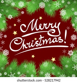 Christmas vector background with fir twigs, christmas greeting card, New Year background