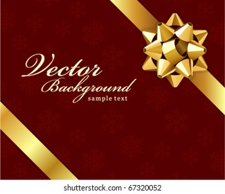 Christmas vector background with gold bow
