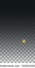 Christmas  Vector Background with Gold Falling Snowflakes Isolated on Transparent Background. Elegance Snow Sparkle Pattern. Snowfall Overlay Print. Winter Sky. Design for  Banner.
