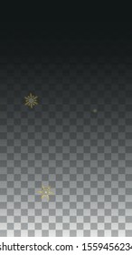 Christmas  Vector Background with Gold Falling Snowflakes Isolated on Transparent Background. Festival Snow Sparkle Pattern. Snowfall Overlay Print. Winter Sky. Design for  Banner.