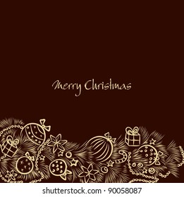 Christmas vector background with a golden garland handmade