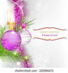 Christmas vector background, greeting card with decoration