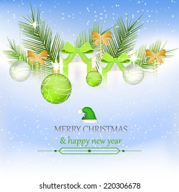 Christmas vector background, greeting card with decoration