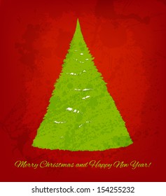 Christmas vector background with hand drawn fir tree
