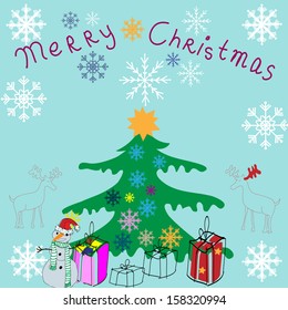 Christmas vector background, illustration c Christmas tree