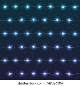 Christmas Vector Background with Led Lights and Falling Snow. Abstract Festive Background. Vector Winter Illustration.