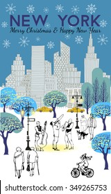 christmas  vector background of New York city
