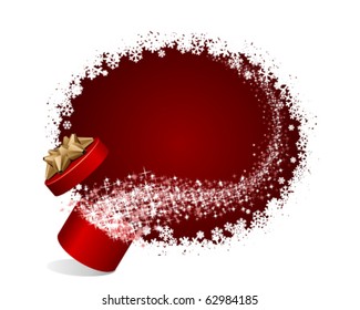 Christmas vector background with open gift