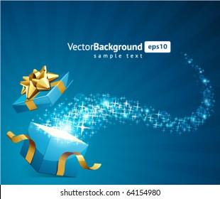 Christmas vector background with open gift