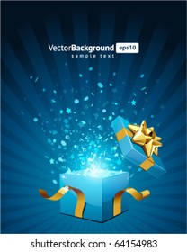 Christmas vector background with open gift