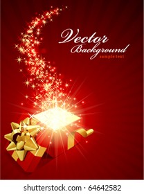 Christmas vector background with open gift