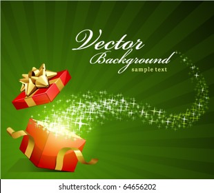 Christmas vector background with open gift