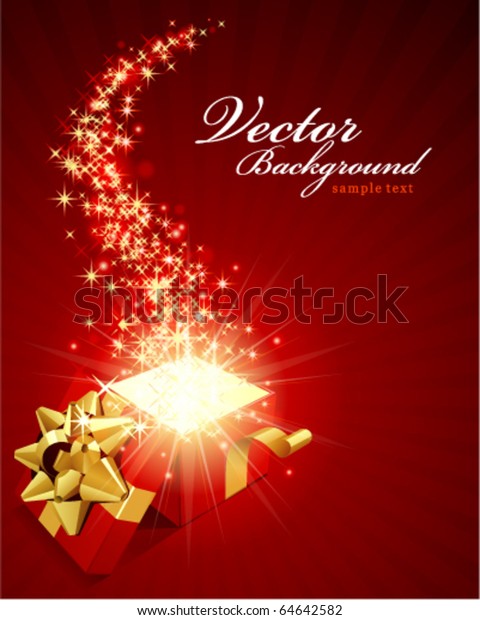 Christmas Vector Background Open Gift Stock Vector (Royalty Free) 64642582