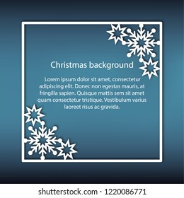 Christmas vector background with paper illustrations. EPS10. Square frame in paper style.