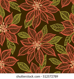 Christmas vector background with poinsettia 