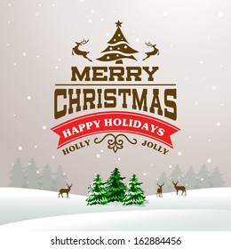 Christmas vector background in retro style