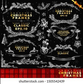 Christmas Vector Background and Christmas Ribbons Frames