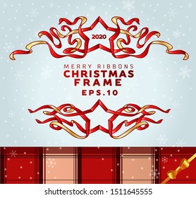 Christmas Vector Background and Christmas Ribbons Frames