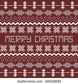 Christmas vector background with Scandinavian seamless pattern.